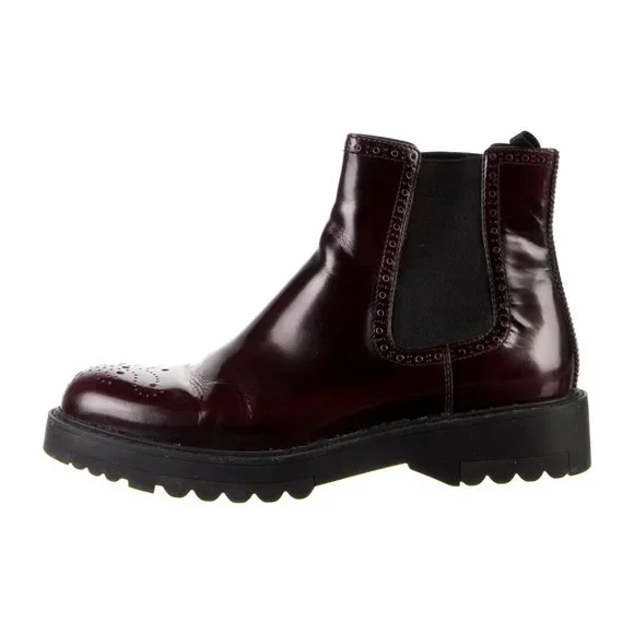 Prada Patent Leather Chelsea Boots Sz 41
